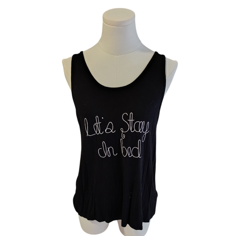 Cynthia Rowley Black and White Lets Stay In Bed Lounge Sleep Tank top Size XS
